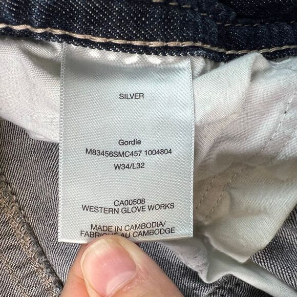 Silver Jeans Mens 34x32 Blue Gordie Loose Fit Straight Leg Faded Dark Wash Denim - Picture 3 of 11